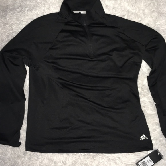 Adidas Black 1/4 ZIP Women’s Shirt Long Sleeves sz XL - Picture 2 of 6